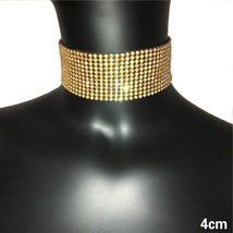 2022 Glitter Rhinestones Choker Wide Collar Chain Necklace Celebrity Jewelry Acc - £14.15 GBP
