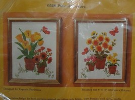 Creative Circle 2 Crewel Needlework Designs 0528 Pots of Flowers Parfion... - $20.09