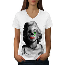 Wellcoda Creepy Celebrity Womens V-Neck T-shirt, Dead Graphic Design Tee - £16.02 GBP