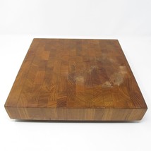 Vtg Teak Butcher Block Cheese Board Made in Thailand 12 x 12 mcm - £29.60 GBP