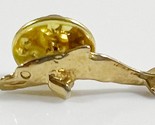 Dolphin Figural Brooch Gold Toned Lapel Pin - $13.65 CAD