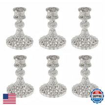 ECHFSM Glass Candlestick Holder,Striped Taper Candle Holders,Set of 6 Ca... - $41.96