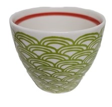 2009 STARBUCKS Coffee Bone China NESTING TEA CUP Tea Bowl Olive Green Tree - $5.86