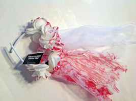 Bloody Brides Vail Headband Roses White Lace Zombie Wedding - £7.08 GBP