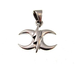 Handcrafted Solid 925 Sterling Silver Thunderbolt The Power Moon Charm Pendant - £18.63 GBP