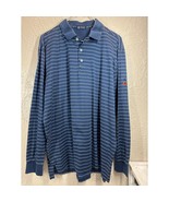 Fox Chapel Golf Club Mens Long Sleeve Polo Shirt Blue White Striped Logo... - $930.30 MXN