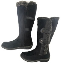 Airwalk Tall Side Zip Fuzzy Knee High Winter Boots Black Faux Suede Women 7 - $22.99