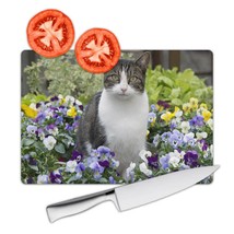 Cat Garden : Gift Cutting Board Flowers Outdoor Kitten Pet Animal Nature - £23.17 GBP