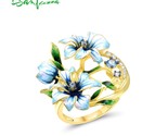 5 sterling silver rings for women blue spinel white cz handmade enamel flower ring thumb155 crop