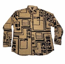 Vintage Marithe Francois Girbaud Button Up Long Sleeve Shirt Tan Black M... - $29.03