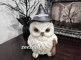 Halloween Witch Owl Wearing Witch Hat Resin Figurine Statue Prop Decor 8.75&quot; - £26.10 GBP