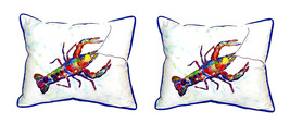 Pair of Betsy Drake Crayfish Large Indoor Outdoor Pillows 16 Inch X 20 Inch - £69.89 GBP