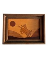 Vintage Handcrafted Wood Inlay Western Cowboy Wall Art 7x5 Rustic Framed... - $315.52 MXN