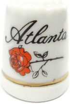 Atlanta Red Rose Porcelain Ceramic White Thimble Vintage - £16.57 GBP