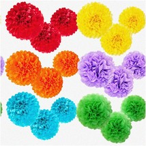 Celebrate &amp; Bloom Party Kit - Vibrant 18pcs Tissue Paper Pom Poms: 14in,... - $27.71
