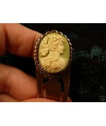 (CBS48-1) ROMAN GREEK Lady flowers green CAMEO BOOKMARK book mark books - $590.03 MXN
