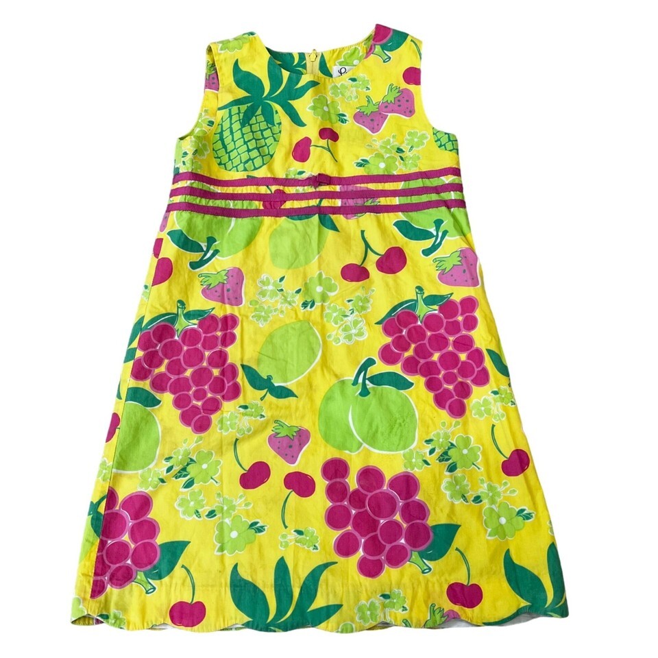 Lilly Pulitzer Vintage White Label Fruit Dress Girls 8 Pineapples Grapes... - $33.60