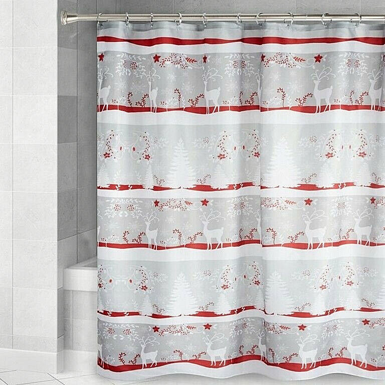 Primary image for Avanti Linens Christmas Fabric Shower Reindeer Curtain 72x72" Winter Holiday