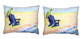 Pair of Betsy Drake Parrot &amp; Chair No Cord Pillows 16 Inch X 20 Inch - £62.21 GBP