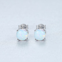 Opal Earrings 925 Silver Stud Earrings With Opal Ear For Women - £18.34 GBP