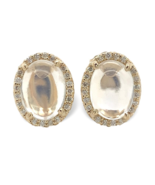 14k Gold 2.77 Carat TW Blue Flash Genuine Moonstone Diamond Stud Earring... - $22,889.00 MXN