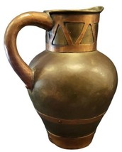 Antique Russian Hand Hammered Brass &amp; Copper Pitcher c1901 - £505.53 GBP