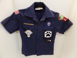 Boy Scouts of America Uniform Shirt Navy Blue Short Sleeve Button Up You... - £15.57 GBP
