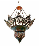 BR217M Vintage Reproduction Moroccan Chandelier Lined With Stained Glass - £166.85 GBP