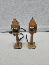 Pair Of Vintage Brass Candle Stick Lights Lamps Pyramid Hood (X4) - £15.70 GBP