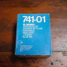 Lot of 12 NEW Vintage Gillette EL MARKO 741-01 Watercolor BLUE Ink MARKERS - $59.39