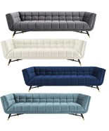 Chic Mid-Century Modern Velvet Sofa Splayed Black Birchwood Frame Gold M... - €830,36 EUR+