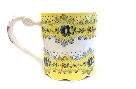 Anthropologie Floral Scalloped Bottom Coffee Cup Mug - £21.13 GBP