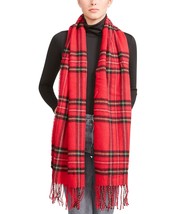 Steve Madden Womens Blanket Scarf Classic Tartan Red $42 - Nwt - £7.20 GBP