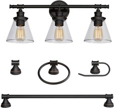 Globe Electric 50192 Parker 5-Piece All-In-One Bathroom Set, Oil, Rubbed Bronze - £95.17 GBP