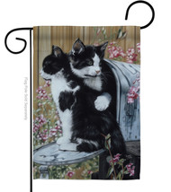 Tuxedo Cat Garden Flag 13 X18.5 Double-Sided House Banner - £15.96 GBP