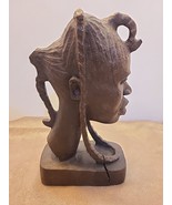 Signed Ebony Wood Sculpture of a Girl from Ghana, &quot;Head of a Girl&quot; FLAW - £27.98 GBP