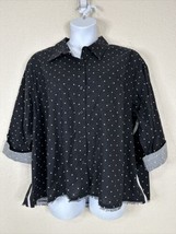 Cato Womens Plus Size 22/24W (2X) Black Stars Button Up Shirt 3/4 Sleeve - £11.89 GBP