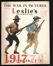 Leslie&#39;s Illustrated Weekly 10/6/1917-Patriotic soldiers cover by Orson Lowel... - £76.13 GBP