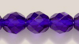 8mm Czech Fire Polish, Transp Dk Sapphire, Glass Beads (25), blue purple - $3.00