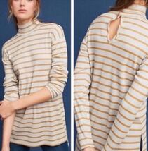 Anthropologie Vanessa Virginia Tunic Top Metallic Gold Silver Stripe Small - $16.78