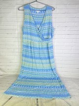 J. Jill Blue Green Sleeveless Maxi Dress Jersey Knit Womens Size Petite Large PL - £27.23 GBP