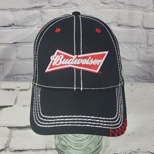 Budweiser Logo Black Red Hat Adjustable Ball Cap  - $14.84