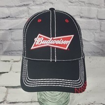 Budweiser Logo Black Red Hat Adjustable Ball Cap  - £11.64 GBP