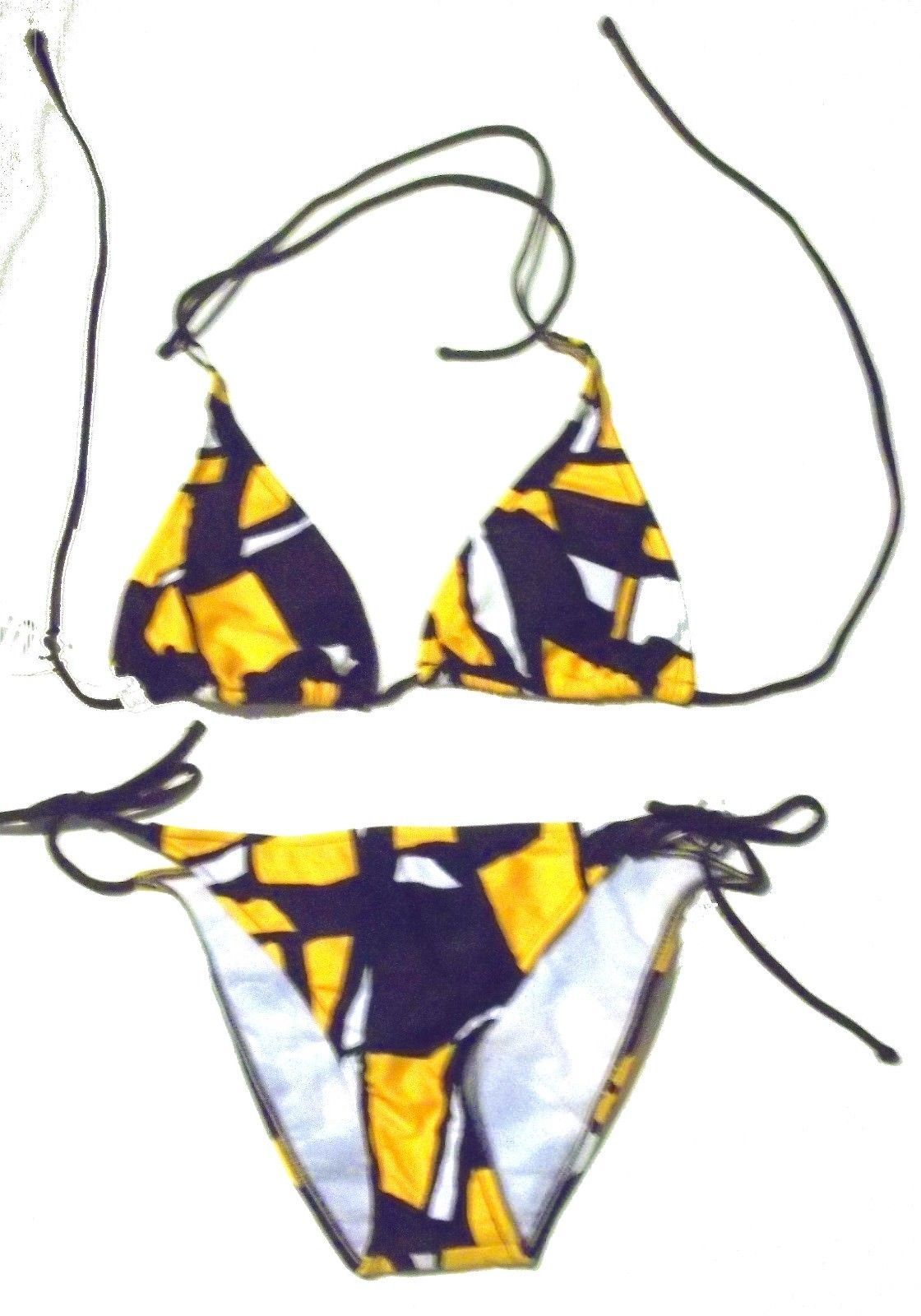 Primary image for Sunsets Picasso Yellow & Black Halter Bikini Swimsuit Size Small NWT$96