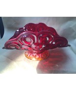 Vintage L. E. Smith Banana Boat Red Glass Dish Centerpiece - $24.75