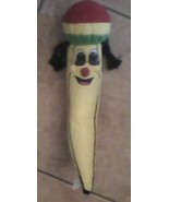 stuffed animal yellow chili pepper with hat and dreadlocks - £6.35 GBP