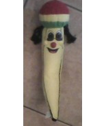 stuffed animal yellow chili pepper with hat and dreadlocks - $8.12