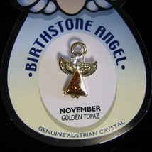 Angel Pin Golden Topaz Birthstone November Austrian Crystal lapel hatpin - £3.17 GBP