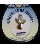 Angel Pin Golden Topaz Birthstone November Austrian Crystal lapel hatpin - £3.12 GBP