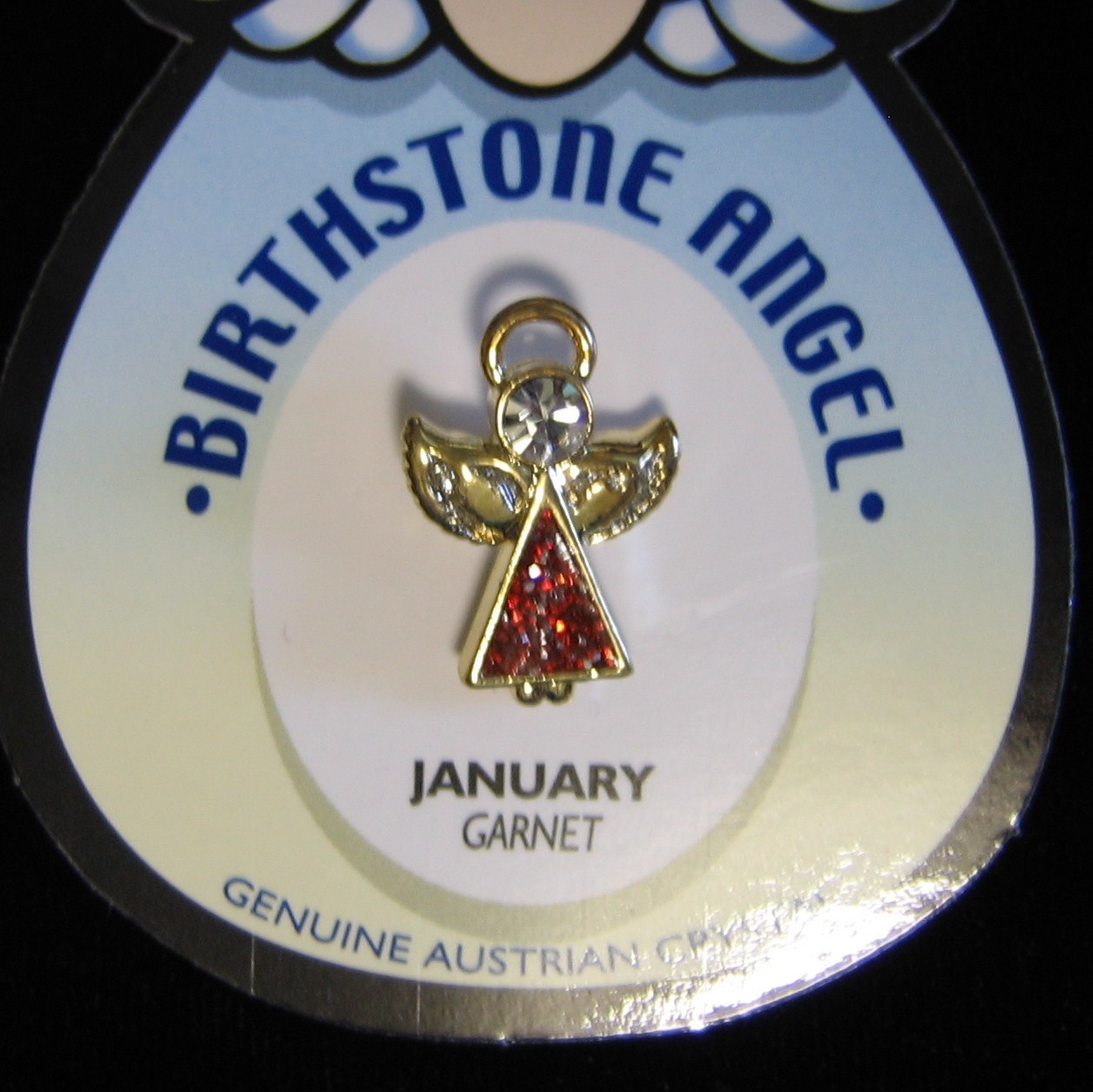 Angel Pin Garnet Birthstone January Austrian Crystal